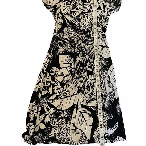DENVER HAYES Black & White Floral Jersey Dress L - Picture 6 of 9